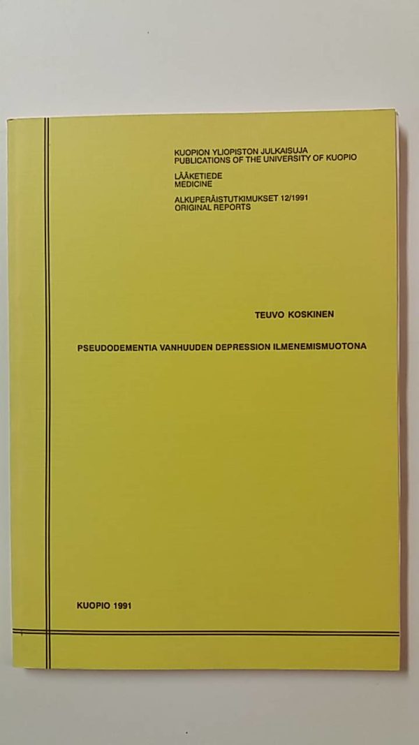 Pseudodementia vanhuuden depression ilmenemismuotona