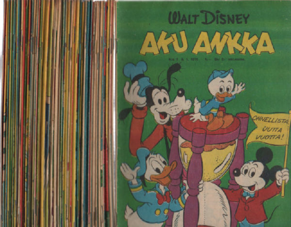 Aku Ankan vuosikerta 1975 1-52 (numero 13 puuttuu)